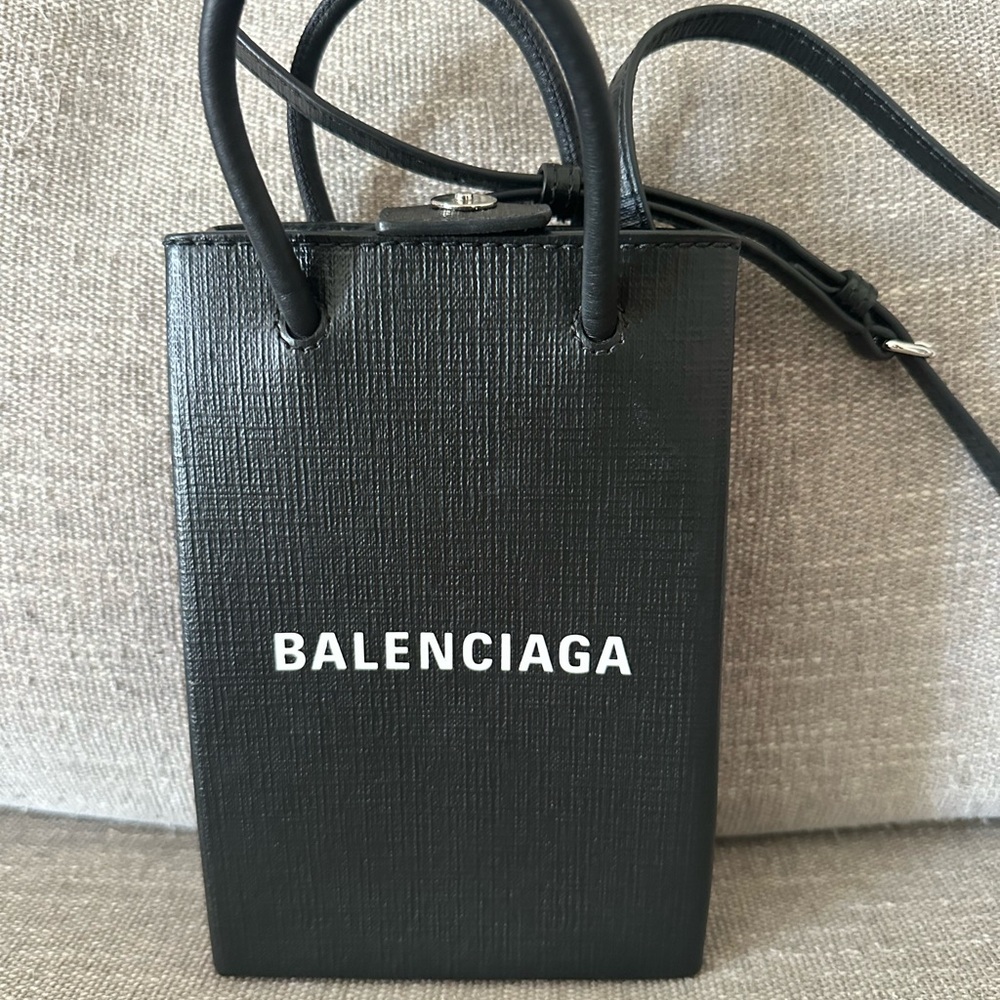 Balenciaga Black Leather Mini Shopping Tote with Adjustable Crossbody - Picture 8 of 9